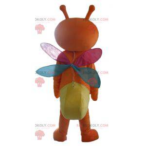 Orange and yellow butterfly mascot with colorful wings -