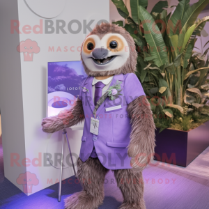 Lavendel Sloth maskot drakt...