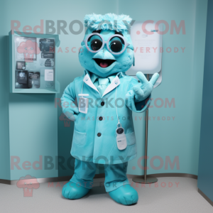 Cyan Doctor maskot kostym...