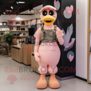 Peach Air Force Soldier mascot costume character dressed with a Midi Dress and Foot pads