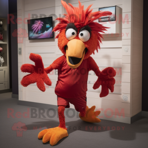 Red Harpy mascot costume character dressed with a Running Shorts and Headbands