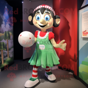 nan Juggle mascot costume character dressed with a Playsuit and Handbags