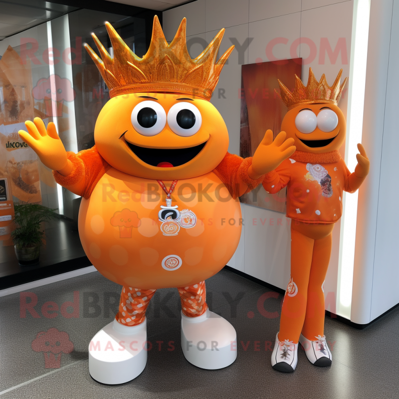 Orange King mascot costume character dressed with a Rash Guard and Earrings