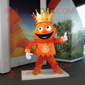 Orange King mascot costume character dressed with a Rash Guard and Earrings