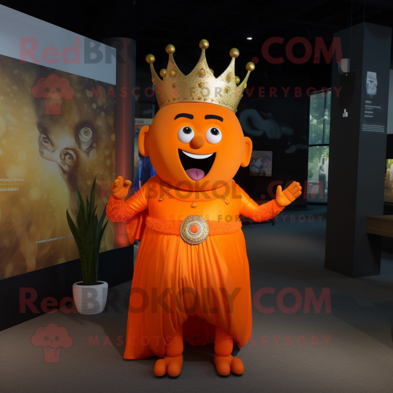 Orange King mascot costume character dressed with a Rash Guard and Earrings