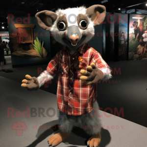 Rust Aye-Aye mascot costume character dressed with a Flannel Shirt and Bracelet watches