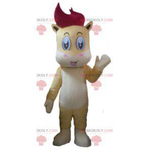 Mascot caballo pequeño potro amarillo, blanco y rojo -