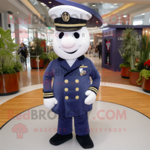 Navy Pepper mascot costume character dressed with a Suit Pants and Bracelets