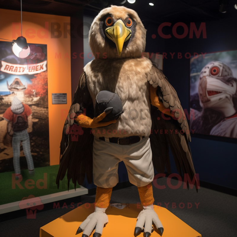 Rust Vulture mascot costume character dressed with a Baseball Tee and Earrings Rust Vulture mascot costume character dressed with a Baseball Tee and Earrings