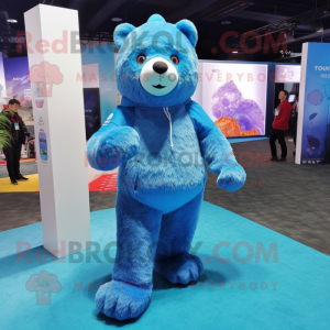 Blue Bear mascot costume character dressed with a Parka and Anklets