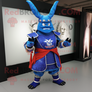 Blauer Samurai Maskottchen...