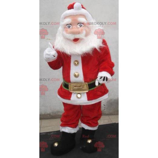 Mascote do Papai Noel vestido de vermelho e branco -