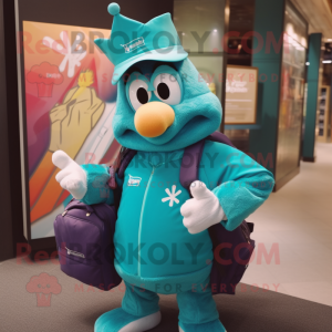 Teal King maskot kostume...