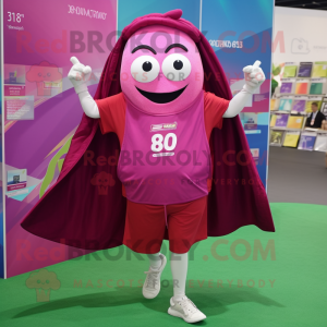 Magenta Pendant mascot costume character dressed with a Running Shorts and Shawl pins
