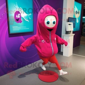 Magenta Pendant mascot costume character dressed with a Running Shorts and Shawl pins