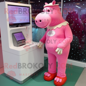 Pink Hippopotamus maskot...