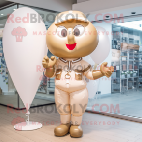 Beige Heart Shaped Balloons mascot costume character dressed with a Playsuit and Belts