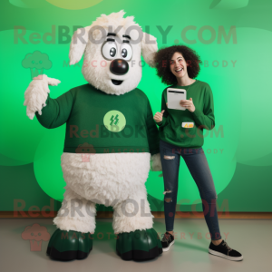 Forest Green Shepard'S Pie mascot costume character dressed with a Mom Jeans and Smartwatches