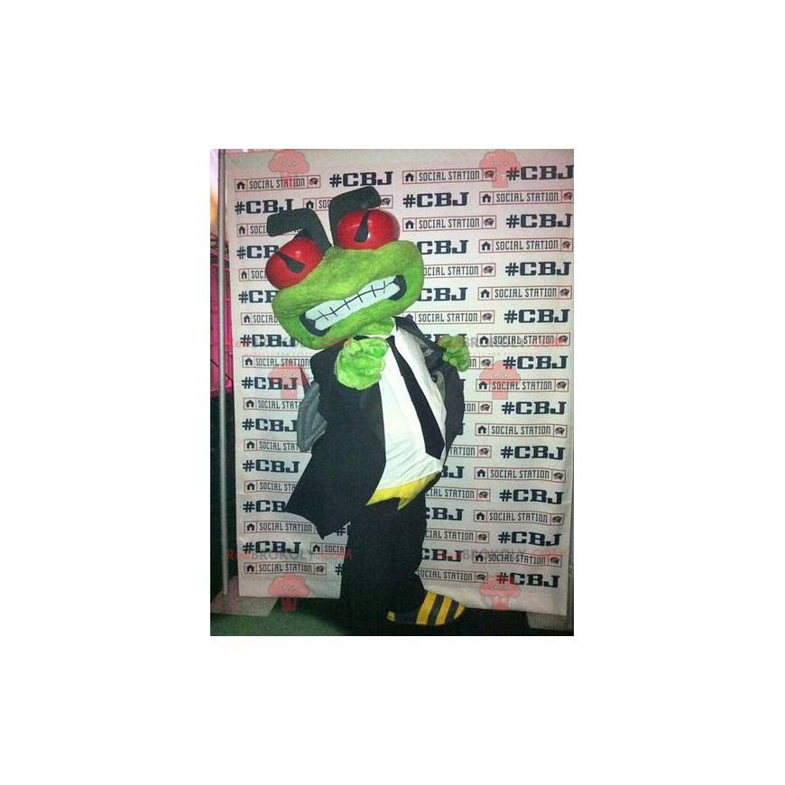 Mascotte de grenouille verte en costume cravate - Redbrokoly.com