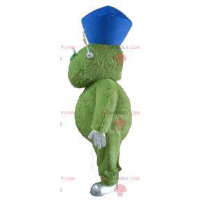 Very smiling hairy and plump green monster mascot -