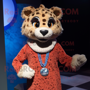 nan Cheetah mascot costume character dressed with a Sweater and Necklaces