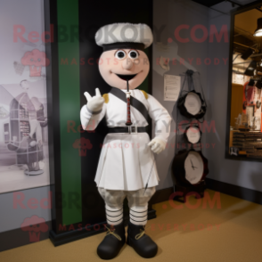 White Bagpipe mascot costume character dressed with a Jeggings and Watches