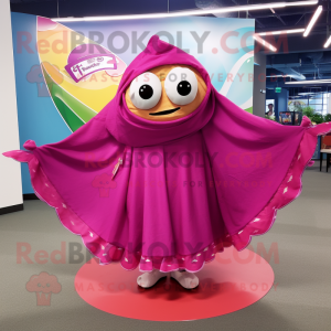 Magenta Fish Tacos mascot costume character dressed with a Circle Skirt and Shawl pins