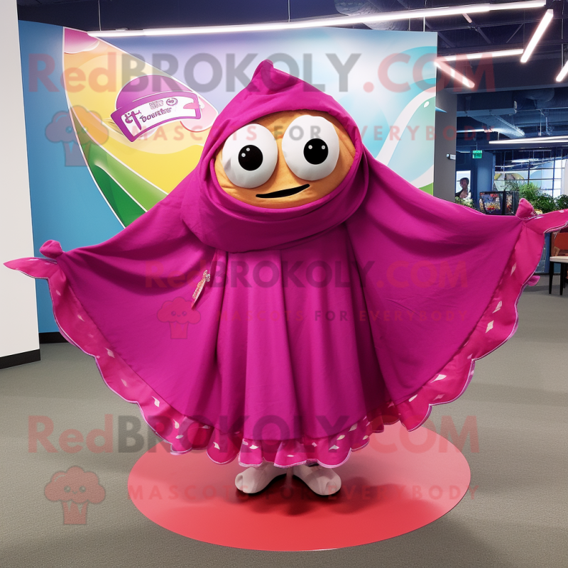 Magenta Fish Tacos mascot costume character dressed with a Circle Skirt and Shawl pins Magenta Fish Tacos mascot costume character dressed with a Circle Skirt and Shawl pins
