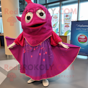 Magenta Fish Tacos mascot costume character dressed with a Circle Skirt and Shawl pins