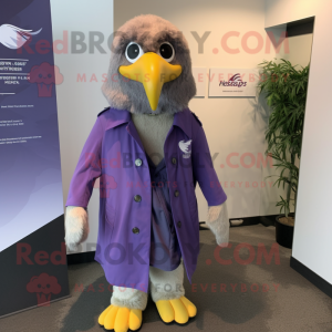Lavender Haast'S Eagle mascot costume character dressed with a Raincoat and Tie pins