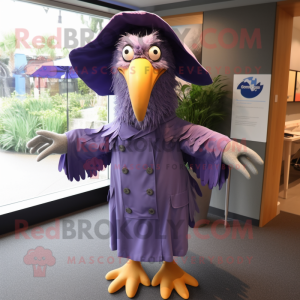 Lavender Haast'S Eagle mascot costume character dressed with a Raincoat and Tie pins