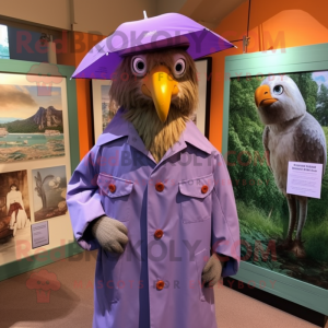 Lavender Haast'S Eagle mascot costume character dressed with a Raincoat and Tie pins