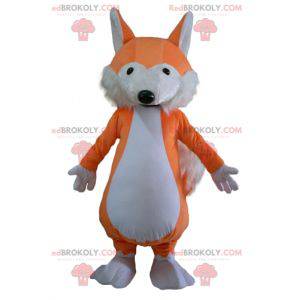 Mascotte de renard orange et blanc doux et poilu -