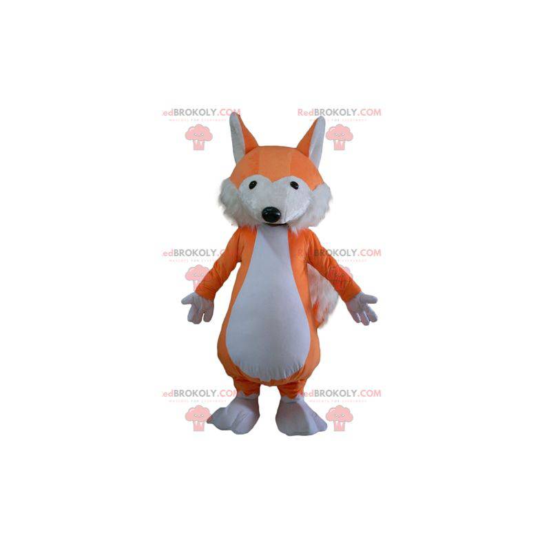 Mascota de zorro naranja y blanco suave y peludo -
