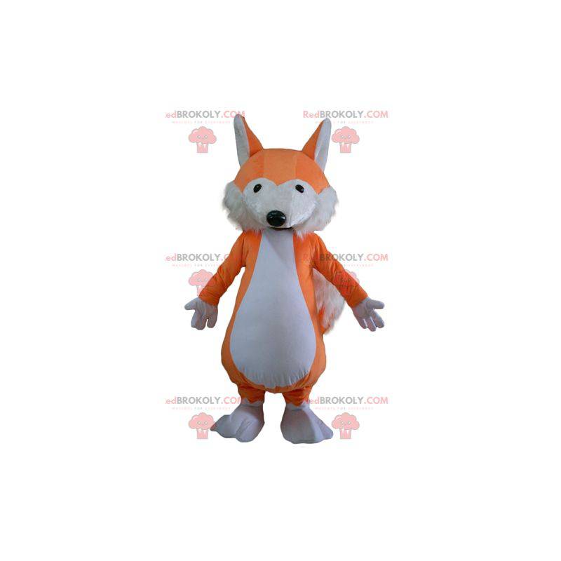 Mjuk och hårig orange och vit rävmaskot - Redbrokoly.com