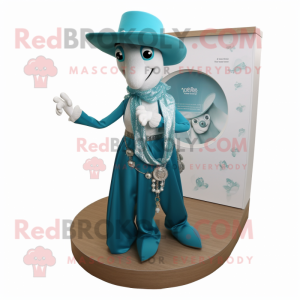 Postava maskota Teal Cowboy...