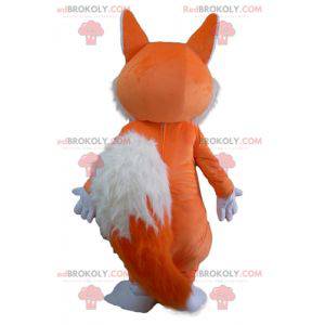 Mascote raposa macia e peluda laranja e branca - Redbrokoly.com