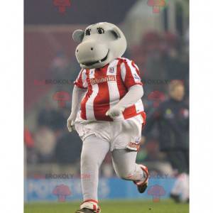 Graues Nilpferd-Maskottchen in Sportbekleidung - Redbrokoly.com