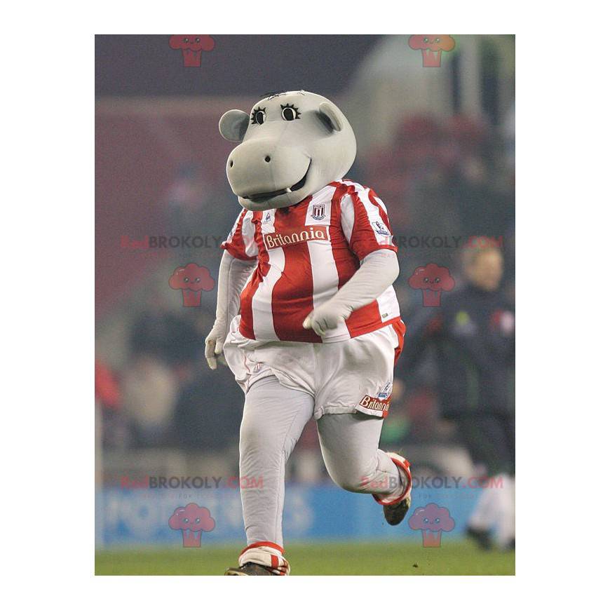Mascotte d'hippopotame gris en tenue de sport - Redbrokoly.com Mascotte d'hippopotame gris en tenue de sport - Redbrokoly.com