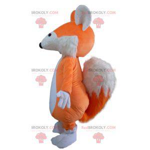Mascote raposa macia e peluda laranja e branca - Redbrokoly.com