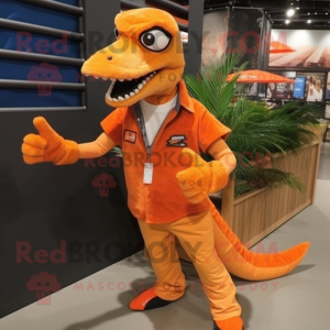 Oransje Velociraptor maskot...