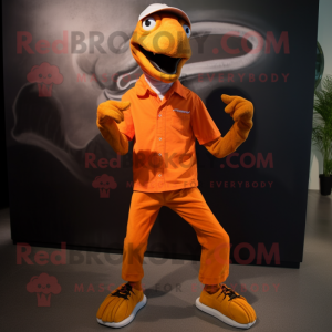 Orange Velociraptor maskot...