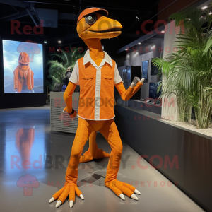 Oransje Velociraptor maskot...