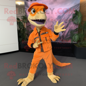 Orange Velociraptor maskot...