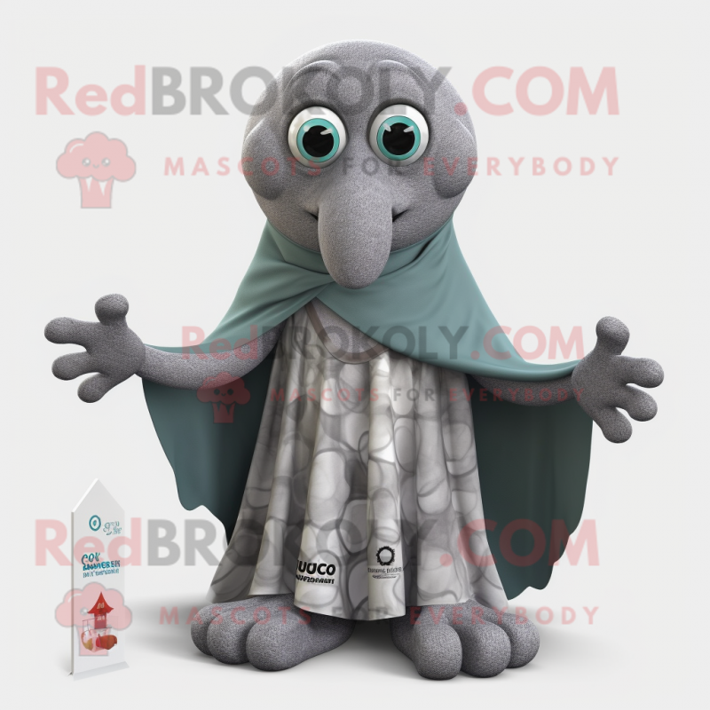 Gray Octopus mascot costume character dressed with a Long Sleeve Tee and Shawls Gray Octopus mascot costume character dressed with a Long Sleeve Tee and Shawls