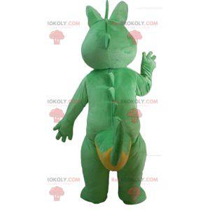 Groene en gele draak dinosaurus mascotte - Redbrokoly.com