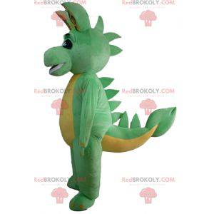 Mascotte de dinosaure vert et jaune de dragon - Redbrokoly.com