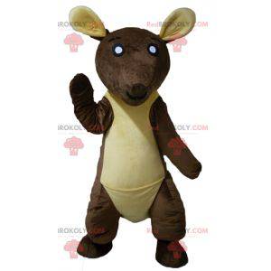 Kæmpe brun og gul kænguru-maskot - Redbrokoly.com