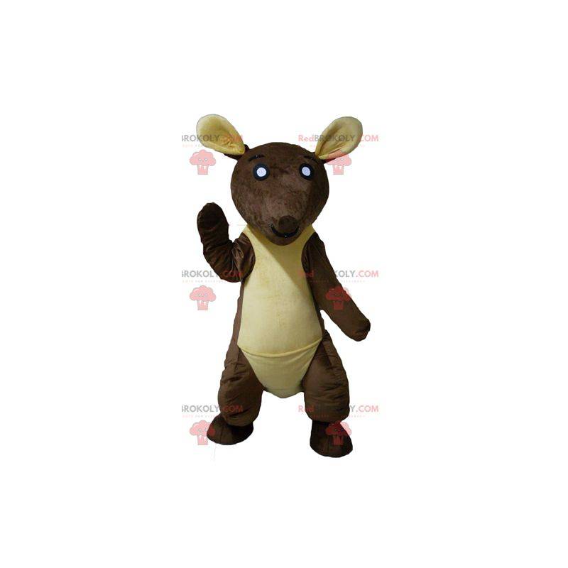 Mascotte de kangourou marron et jaune géant - Redbrokoly.com