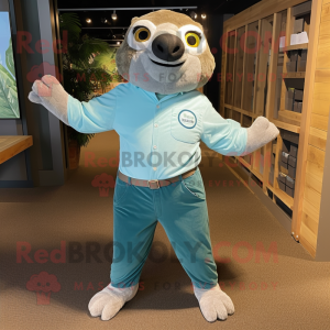 Teal Sloth mascotte kostuum...